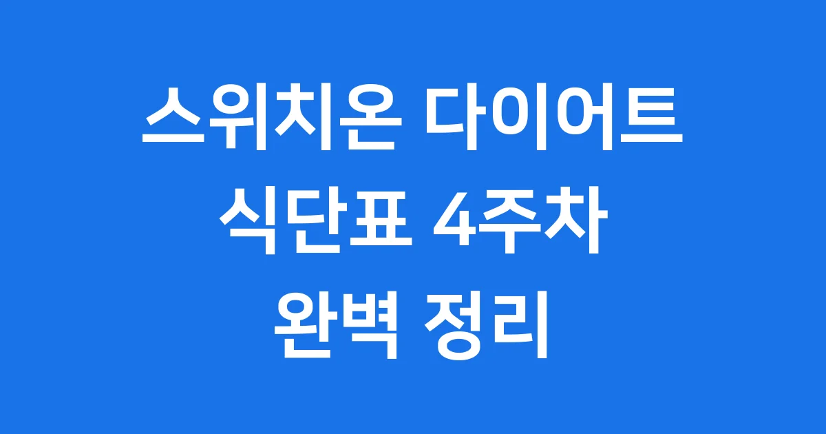 스위치온 다이어트 식단표
