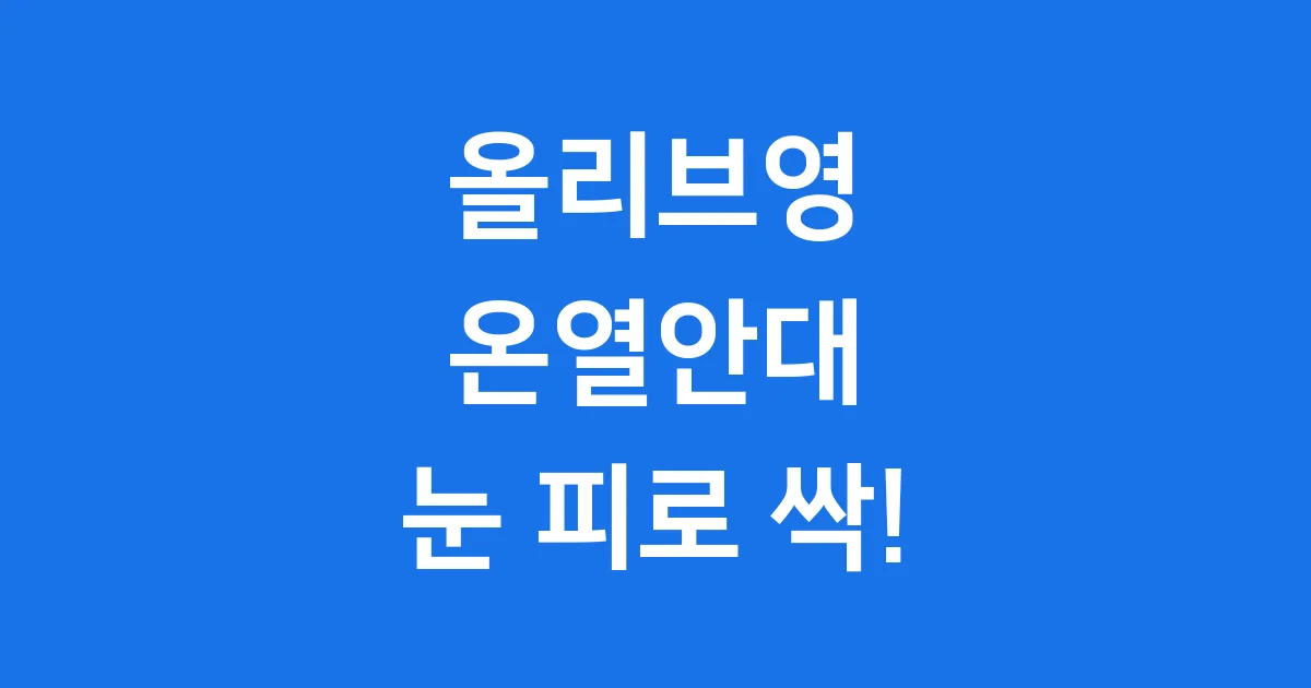 올리브영 온열안대, 지친 눈을 위한 따뜻한 휴식