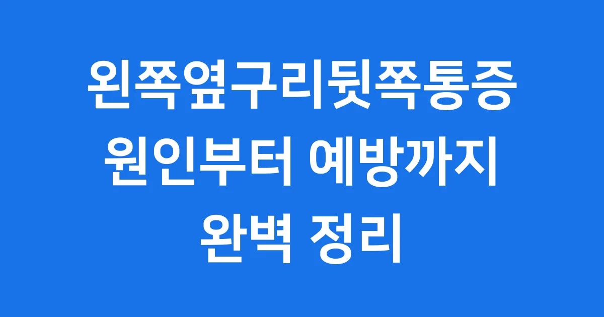 왼쪽옆구리뒷쪽통증 원인 증상 예방 완벽 정리