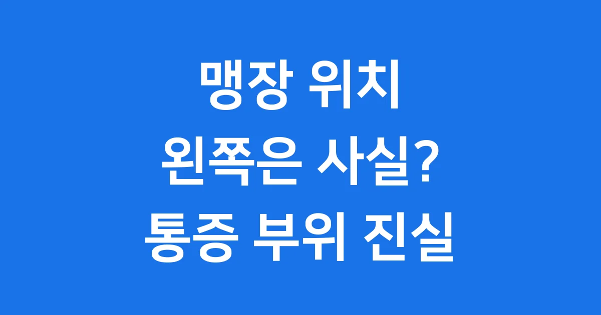 맹장 위치 왼쪽은 흔한가요? 통증 부위의 진실과 오해 🚨