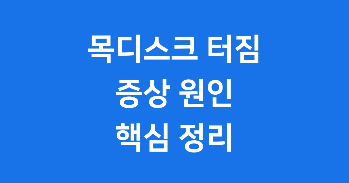 목디스크 터짐 증상 원인 치료법 핵심 정보