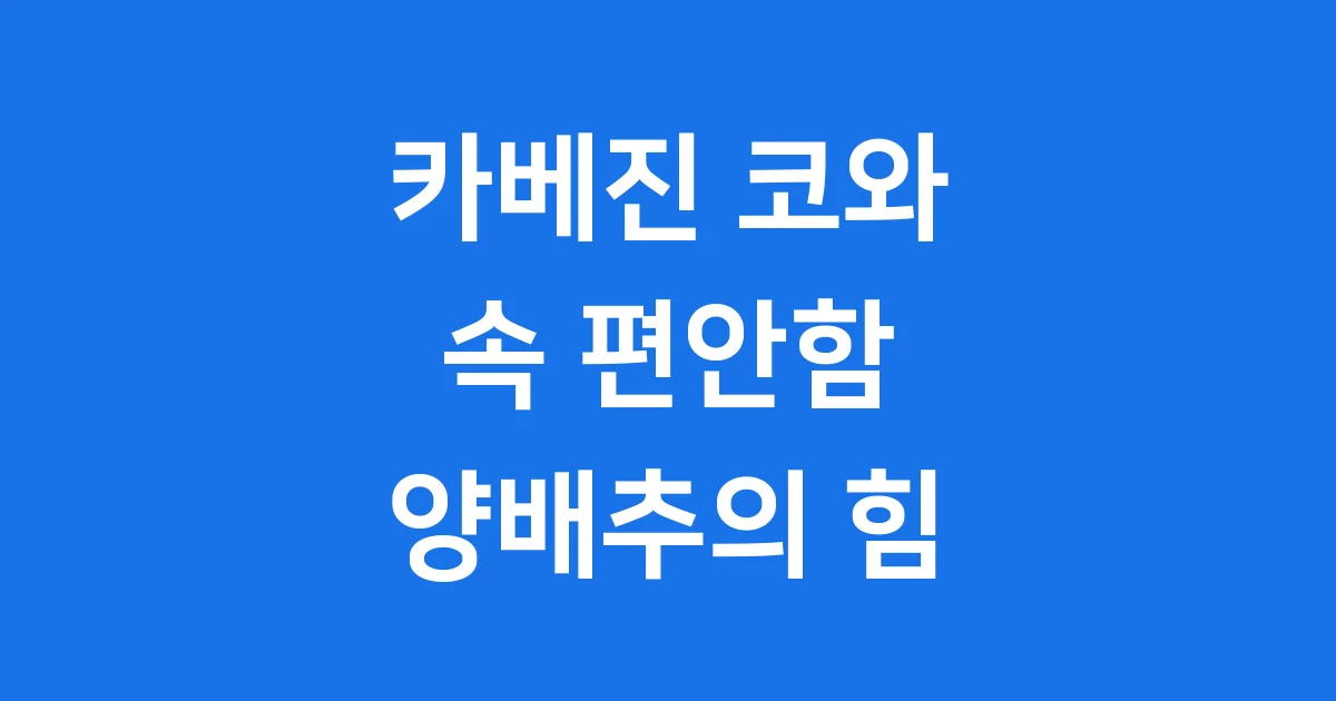 카베진 코와 알파: 위 불편함 이제 안녕!